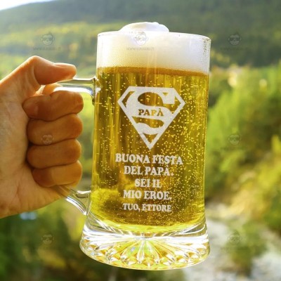 Boccale di Birra in Vetro Personalizzabile con Foto,Dedica e Musica "BREWMASTER"