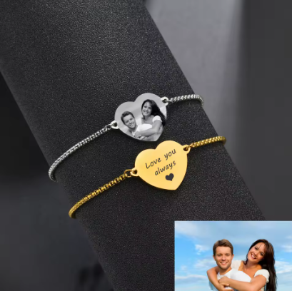 Bracciale con Cuore Personalizzabile con Foto e Testo "HEARTSHINE"