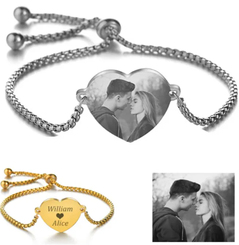Bracciale con Cuore Personalizzabile con Foto e Testo "HEARTSHINE"