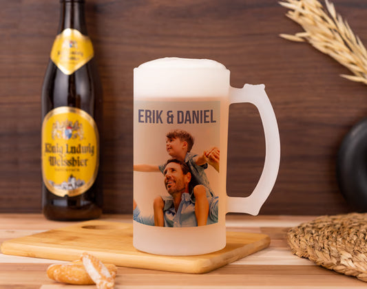 Boccale di Birra in Vetro Personalizzabile con Foto,Dedica e Musica "BREWMASTER"